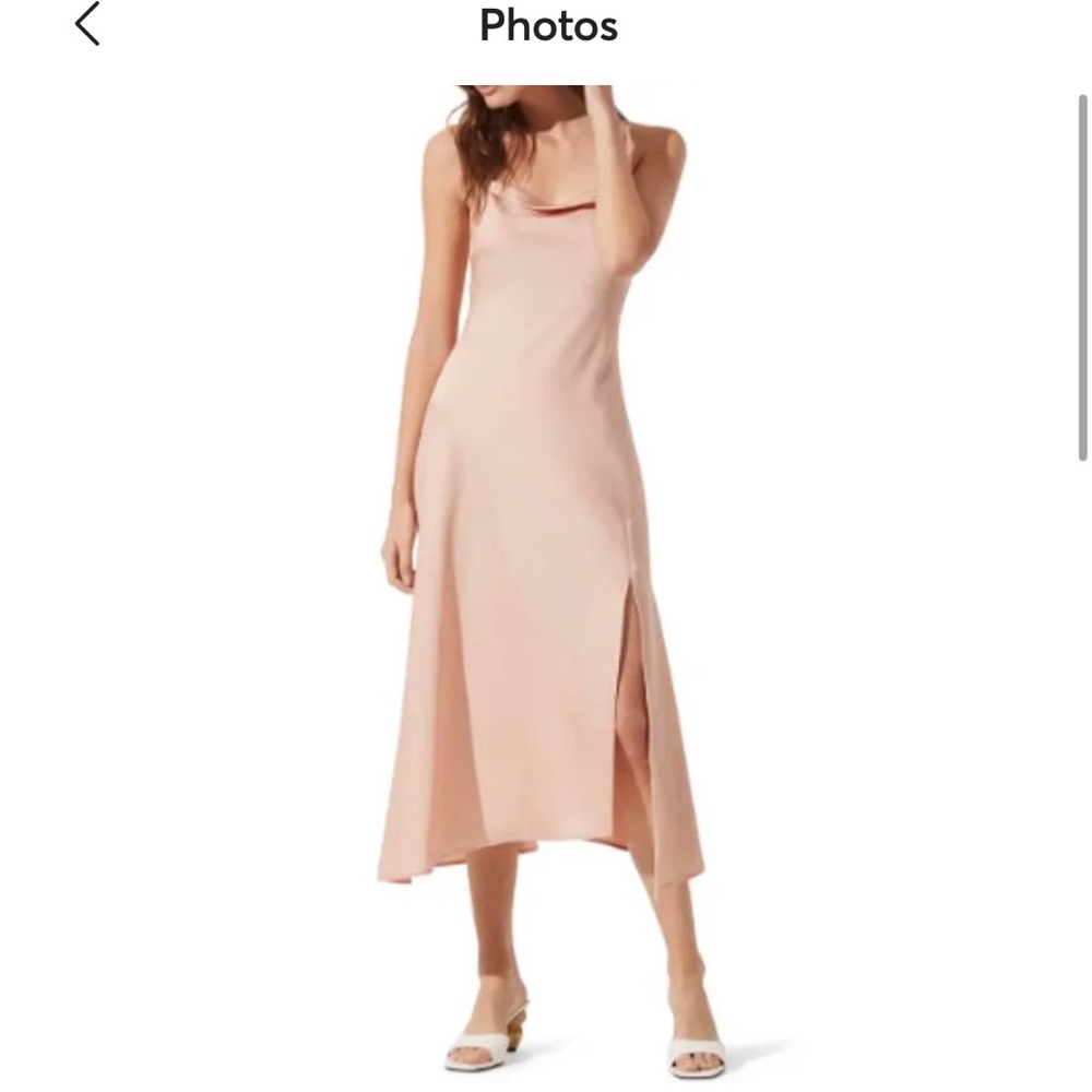 Astr size XL slit satin dress champagne